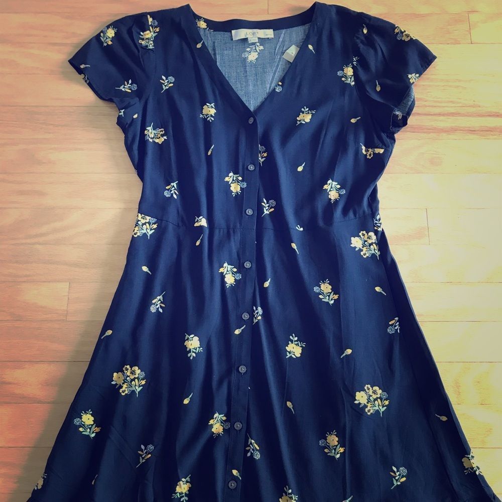 Loft Flower Ruffle Dress